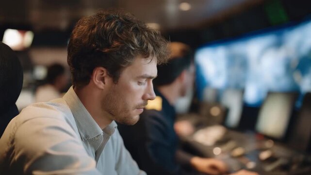 A maritime control room equipped with state-of-the-art technology demonstrates 5G and 6G high-speed internet solutions, emphasizing the importance of satellite communication for effective global