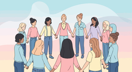 Obraz premium Diverse Group of People Holding Hands Together.