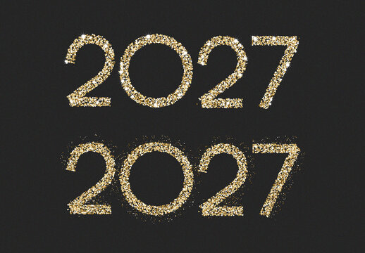 Glitter 2027 New Year Number with Sparkle
