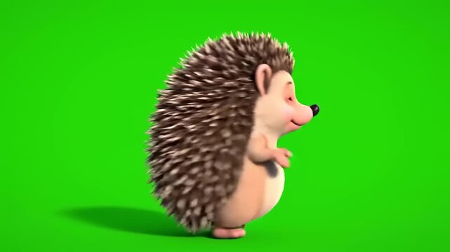 Cartoon Hedgehog Character Waving and Standing.