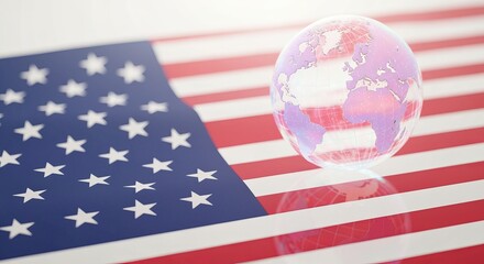 Fototapeta premium The American Flag Waves Proudly, Symbolizing Patriotism and National Pride Across the Globe