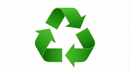 Obraz premium Bright green recycling symbol isolated on white background,environmental sustainability and waste management concept