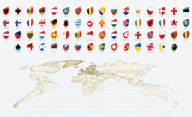 Obraz premium European Flags in Rugby Style. Big Rugby icon set.