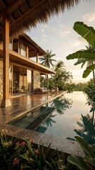 Tropical Bali Style Private Villa with Pool Photorealistic 3D Resort House Design