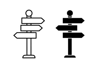 Two signpost icons, one outline and one filled, indicating direction and choice © Beny Qurdy