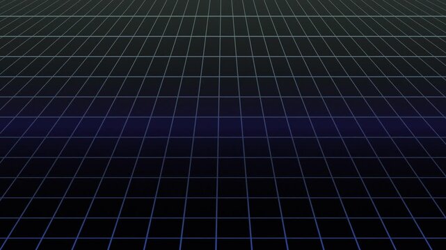Grid Horizon and Neon Lines Stretching Across a Dark Linear Space