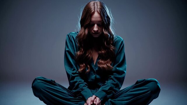 A woman sits cross legged, deep in thought. Her mind is focused, focused on peace, focused on calm. This moment of focus brings her mental energy, inner power, and deep emotional intelligence.