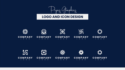 Naklejka premium Circular Abstract Company Logo Design Set 
