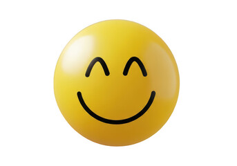 Fototapeta premium Happy smiley face emoji with closed eyes isolated on transparent background