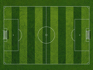 Obraz premium Top Down View of a Soccer Field with Striped Grass Pattern