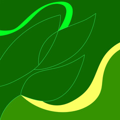 Fototapeta premium Abstract Square Background With Hand Drawn Organic Shapes Leaves Modern Minimal Style Flat Green Colorful Design Vector. Ideal for Social Media Posts, Website Banners, Presentations, Branding