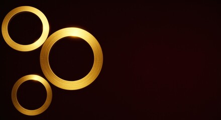 Three golden circles on a dark background with a sense of depth and mystery