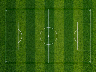 Obraz premium Top Down View of a Soccer Field with Striped Grass Pattern