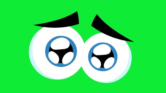 Pleading Cartoon Eyes - 4K Animation Video Motion Graphics With Chroma Key Green Screen Background