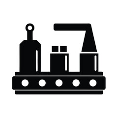 Fototapeta premium Assembly Line Silhouette Icon Vector Illustration