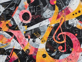 Musical Abstract Art with Vibrant Color Dynamics