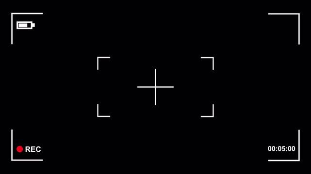 Video camera recorder screen overlay on a transparent background, Recording camera screen interface with alpha channel , Camera recording screen overlay.