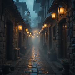 Fototapeta premium narrow street in the old town of tallinn