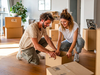 Couple Moving In Together in Bright Living Space