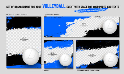Collection of Dynamic Volleyball Event Backgrounds Design Templates