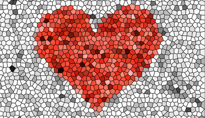 Red Heart Dense Mosaic Stained