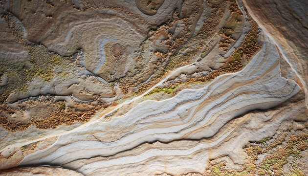 texture de roche s&eacute;dimentaire avec strate ondul&eacute;e et cristaux dor&eacute;s
