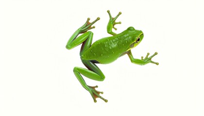 Fototapeta premium Vibrant Green Tree Frog Isolated on White Background
