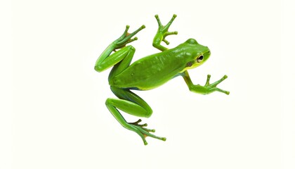 Fototapeta premium Vibrant Green Tree Frog Isolated on White Background