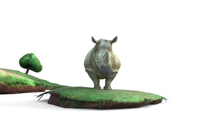 Fototapeta premium rhino on floating islands