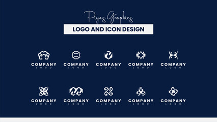 Obraz premium Geometric Tech Logo Icon Set