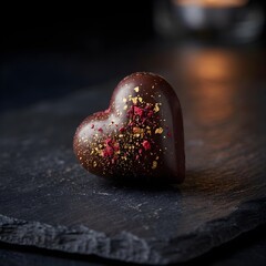 artisanal dark chocolate heart candy