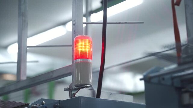 factory machine light turning on and switching off.