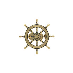 Obraz premium Antique brass ship steering wheel isolated On Transparent Background