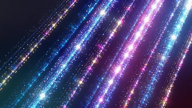 Blue Purple Magic Particle Speed Background　黒背景に青と紫の光の粒子が流れる幻想的な背景　シームレスループ動画