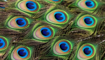 Obraz premium Close Up of Peacock Feathers with Vibrant Eye Pattern