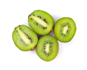 Fototapeta premium Kiwi fruit isolated. Green kiwifruit slice, kivi cut
