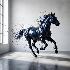 black horse paint splash sculpture