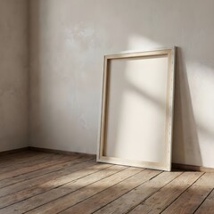 blank canvas back on rustic wooden floor