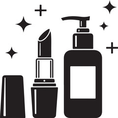 Fototapeta premium Modern beauty products with sparkles on white background