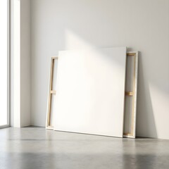 blank canvas mockup in minimalist studio