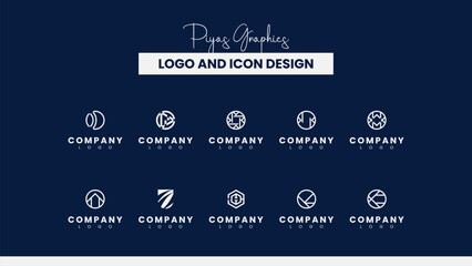 Obraz premium Minimal Circular Logo Icons Bundle