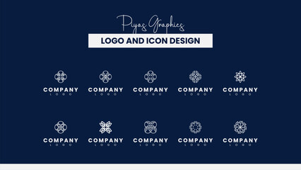 Obraz premium Elegant Floral Geometric Logo Set 