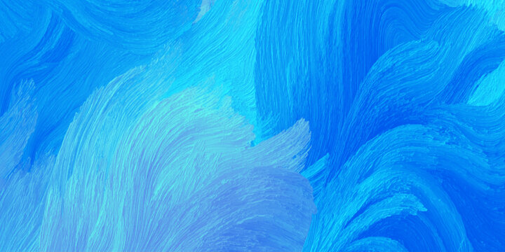 Abstract blue oil paint texture with fluid brush strokes and gradient wave showcases dynamic, flowing brush strokes perfect for modern web design.