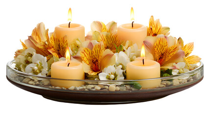 Candles in a row on white background