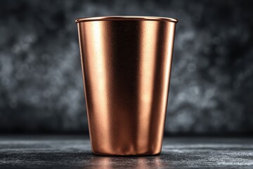 Copper tumbler on dark background