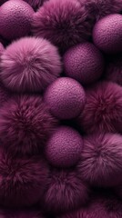 Close-up view of soft, fluffy pom-poms arranged together, showcasing intricate textures and vibrant colors, creating visually appealing abstract composition for creative projects.