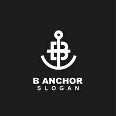 B Anchor Letter Logo Design Icon Template Isolated On Black Background