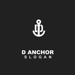 D Anchor Logo Design with Integrated L Letter, Modern Nautical Brand Identity Icon on Dark Background