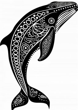 Bowhead whale illustrated drawing animal.