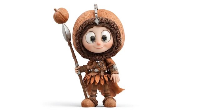 3d model of walnut cartoon character